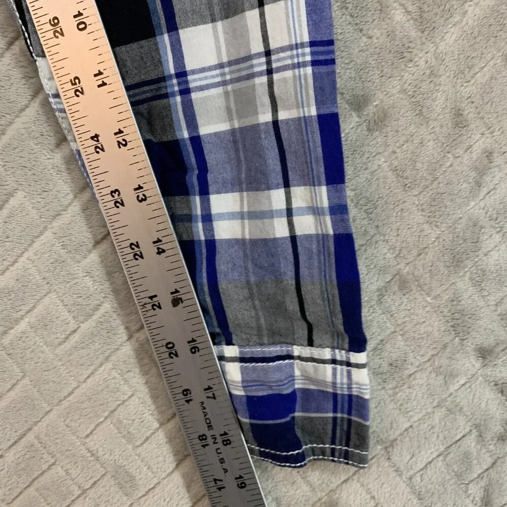 Route 66 Mens Medium Button Up Shirt Blue Plaid Pearl Snap Long Sleeve Western - Picture 9 of 15